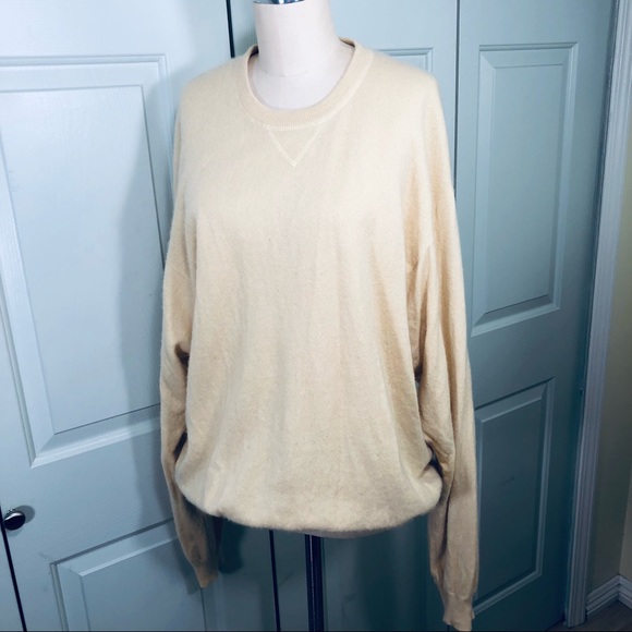 Club Room CR 💯 Cashmere Oversize Sweater Light Yellow Size XL - Picture 4 of 10